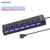 USB HUB USB Switch USB Hub 2.0 Adapter High Speed Multi 7 Ports Hub USB On/Off Switch Portable USB Splitter For Computer Laptop