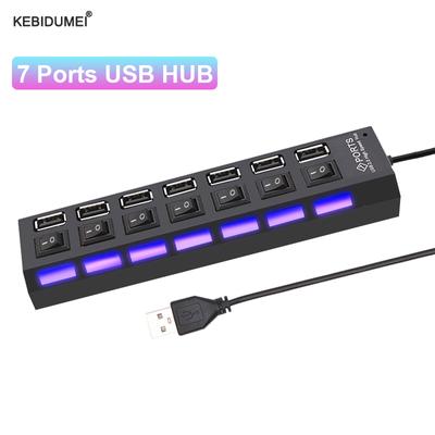 USB-концентратор USB-переключатель USB-концентратор 2.0 адаптер высокоскоростной мульти-концентратор на 7 портов USB-переключатель включения/выключения портативный USB-разветвитель для компьютера ноутбука