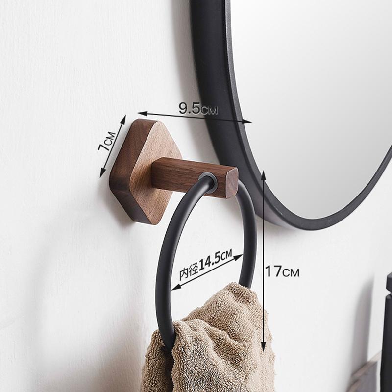 Wood Bathroom Towel Rings Wall Mounted Towels Holder Aluminum Toilet Clothes Holder Hand Towel Holder Bathroom Accessories