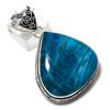 Neon Blue Apatite Gemstone Handmade 925 Sterling Silver Pendant 2.17" L5j20