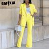 Women's Solid-color Casual and Fashionable Suit, Wide-leg Pants Suit Two-piece Set