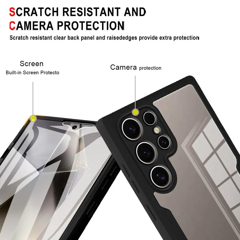 Чехол для защиты всего тела 360° для Samsung Galaxy S24 FE S25 S23 Plus S25 Ultra M02 M32 M33 M52 M53 Двусторонний противоударный чехол