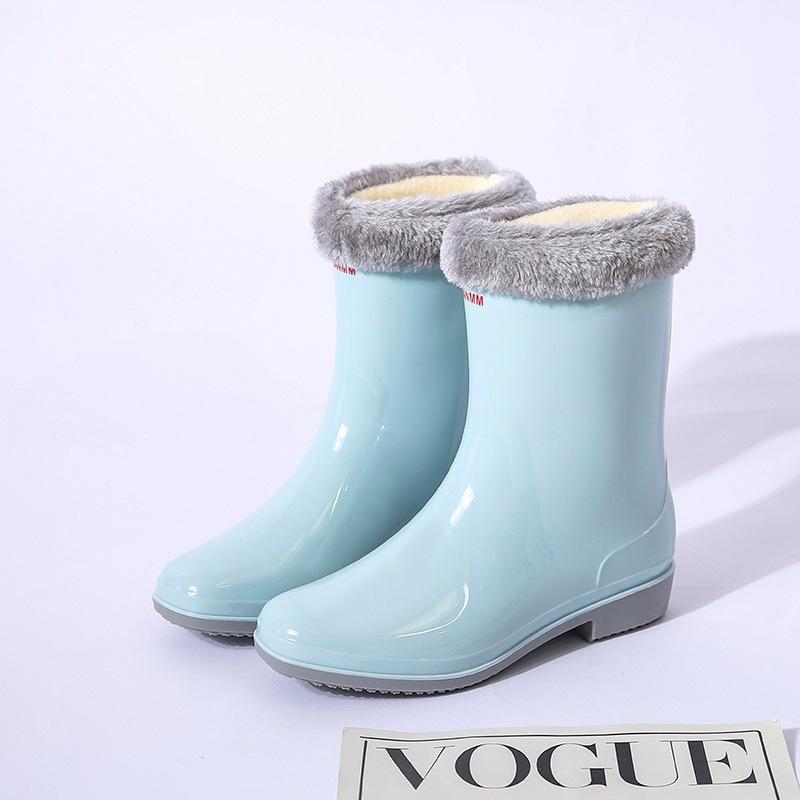 До середины голени резиновые сапоги женские на платформе резиновые туфли модные уличные туфли без застежек дождевые сапоги женские водонепроницаемые рабочие ботинки женские