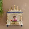 Handmade Wood Mandir: Embossed Painted Wall Shrine, Puja Ghar