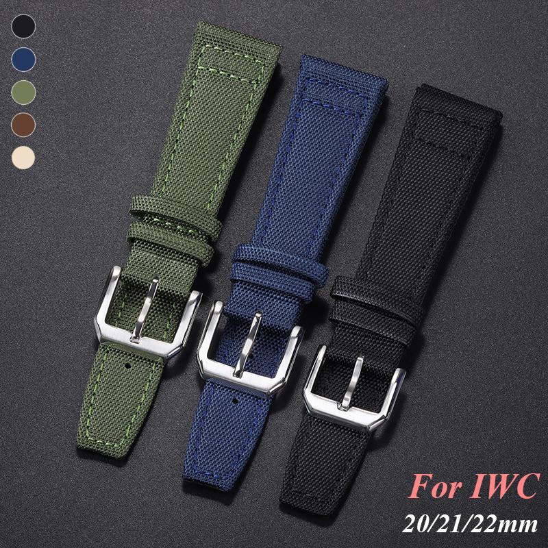 Нейлоновый холщовый ремешок для часов IWC Pilot 20 мм 21 мм 22 мм Водонепроницаемый спортивный ремешок для часов Кожаный браслет на запястье Мужской Женский Браслет