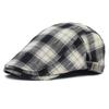 Мужской берет в британском стиле, ретро, полосатый, с плоским верхом и коротким козырьком, зимняя шляпа художника, клетчатый, дышащий, для мужчин