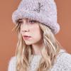 VA Brooch Melange Wool Rolling Beanie Pink Mix
