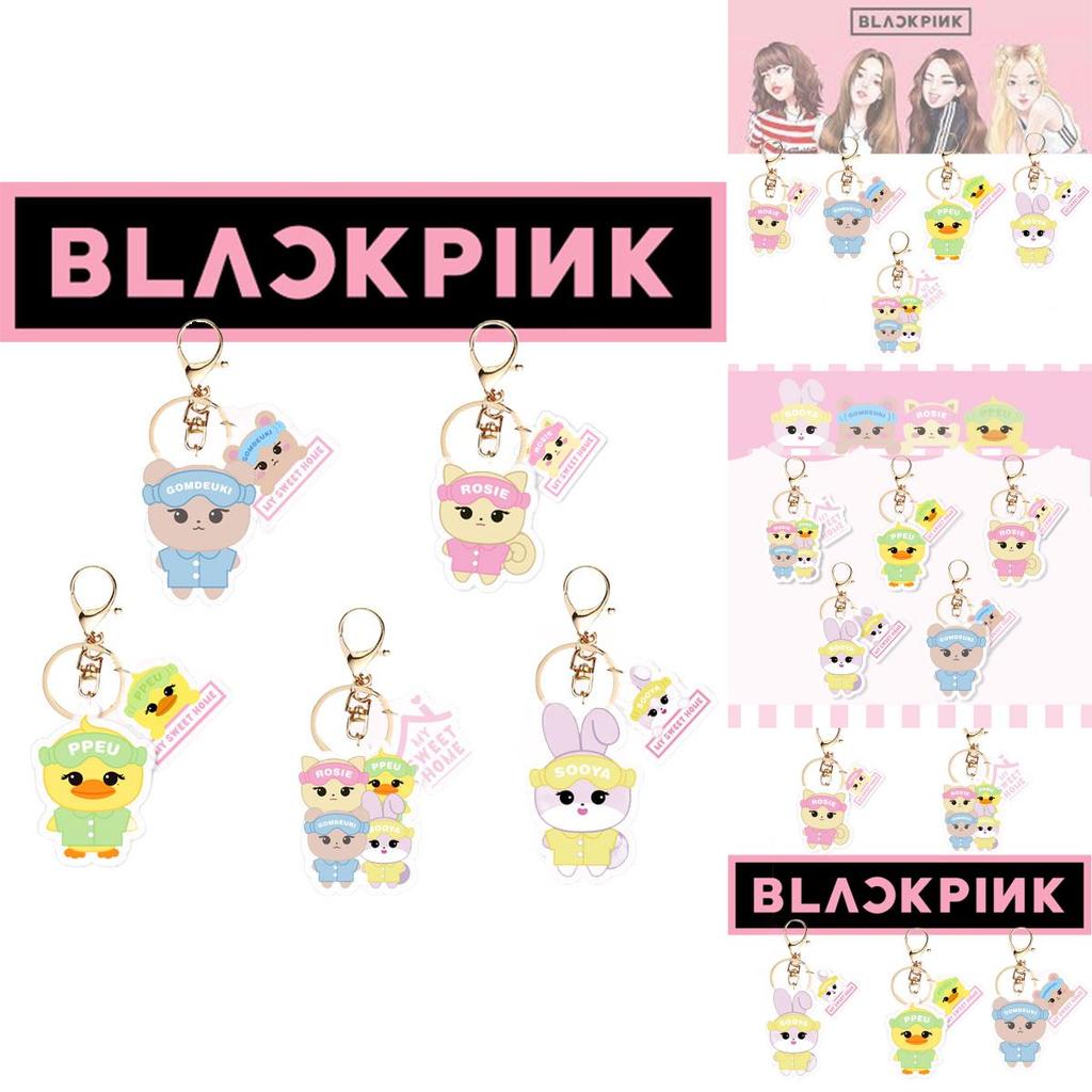 Акриловый брелок с мультяшным персонажем Blackpink, кольцо для ключей, украшение для рюкзака, высота 5 см
