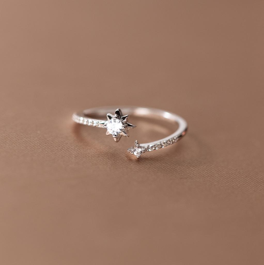 925 Silver Zircon Star Adjustable Rings For Women High Quality Jewelry Accessories Jewellery Argent 925