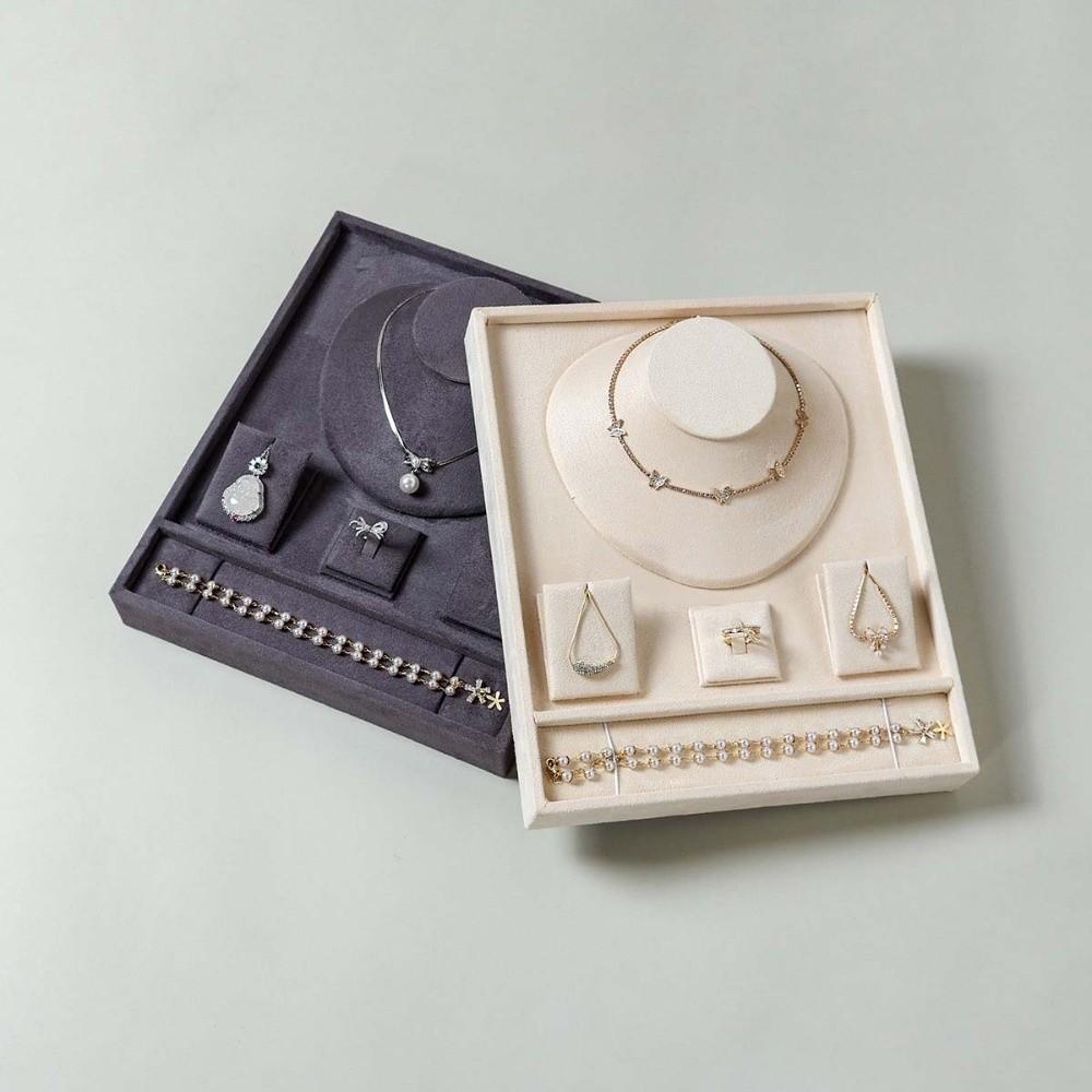 High-end Jewelry Tray with Partitioned Texture Jewelry Set Display Stand Dresser