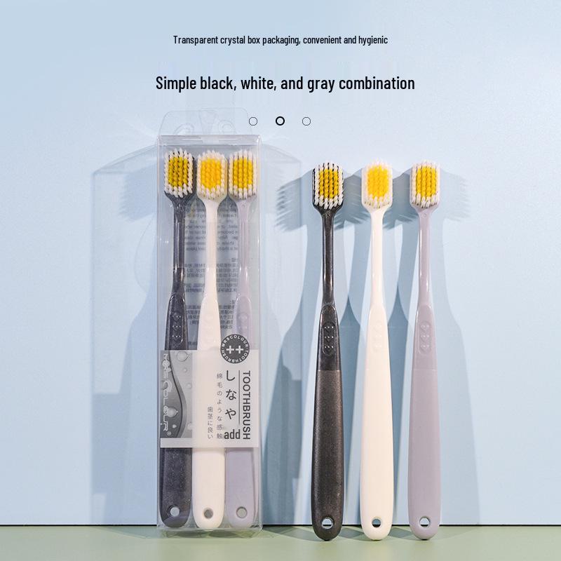 Adult 3-Pack High-End Korean Couple Soft Bristle Wide Head Toothbrush for Daily Use