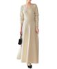Kobe Lettuce Knit Long Elegant Size Long Ecru Women's Dress, Elegant, High-Quality Look, Sleeves, [E3289], M, V-Neck, Sleeves,