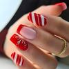 24pcs Glossy Short Ballet Fake Nails Nails White Snowflake French False Nails For Women Girls