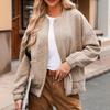 Autumn Winter Loose Casual Texture Cardigan Coat Lady Solid Fashion All-match Button Jacket Top Outwear Women