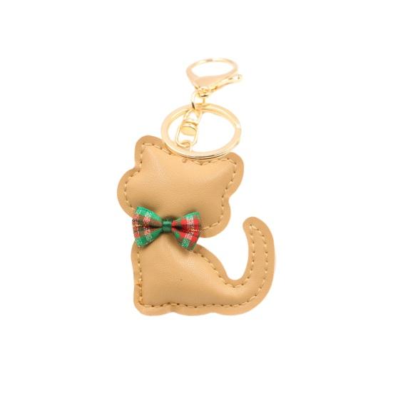 Брелок-кулон с мультяшным котом и бантом, декор из искусственной кожи, очаровательный брелок с котенком, изящная подвеска для сумки