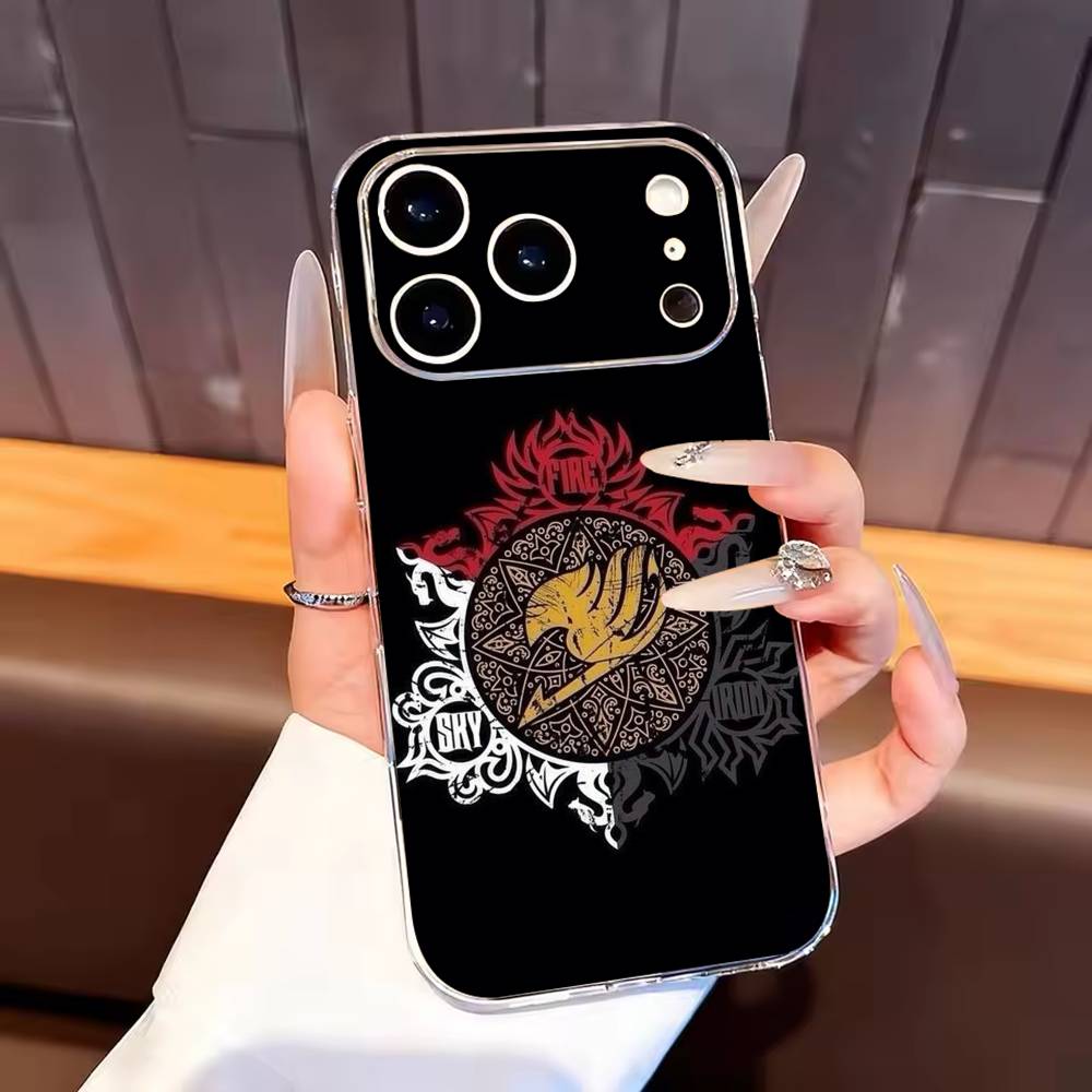 Anime F-Fairys LOGO T-Tail Phone Case For iPhone17,16,15,14,13,12,11 Plus,Pro Max Soft Transparent Cover