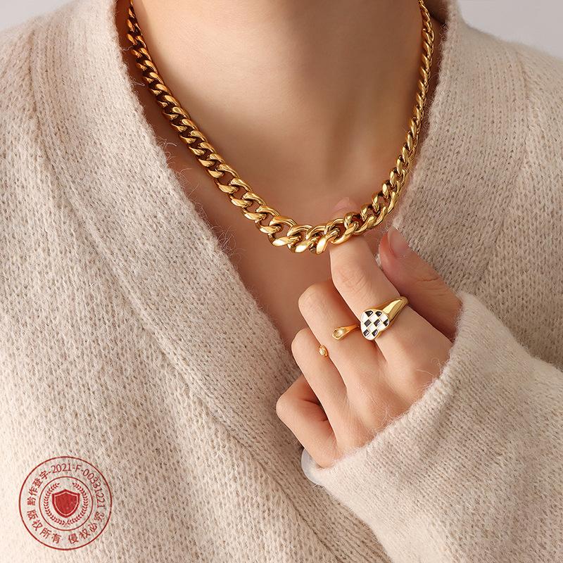 Hip-Hop Tide Exaggerated Personality титановая сталь кубинская цепь, покрытая 18-каратным настоящим золотом толстая цепь ожерелье мужские и женские украшения