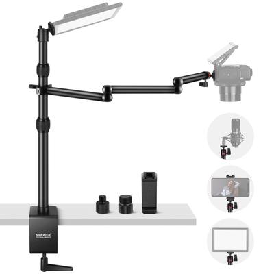 NEEWER Upgrade Camera Arm Overhead Camera Mount Stand Настольный телескопический удлинитель для крепления на телескопической стойке с зажимом для смартфона