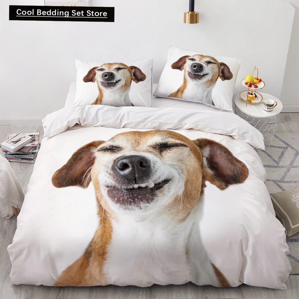 Animal Dog Duvet Cover King Queen Size Kids Cute Pet Puppy Them Bedding Set Corgi Golden Retriever 2/3pcs Polyester Quilt Cover