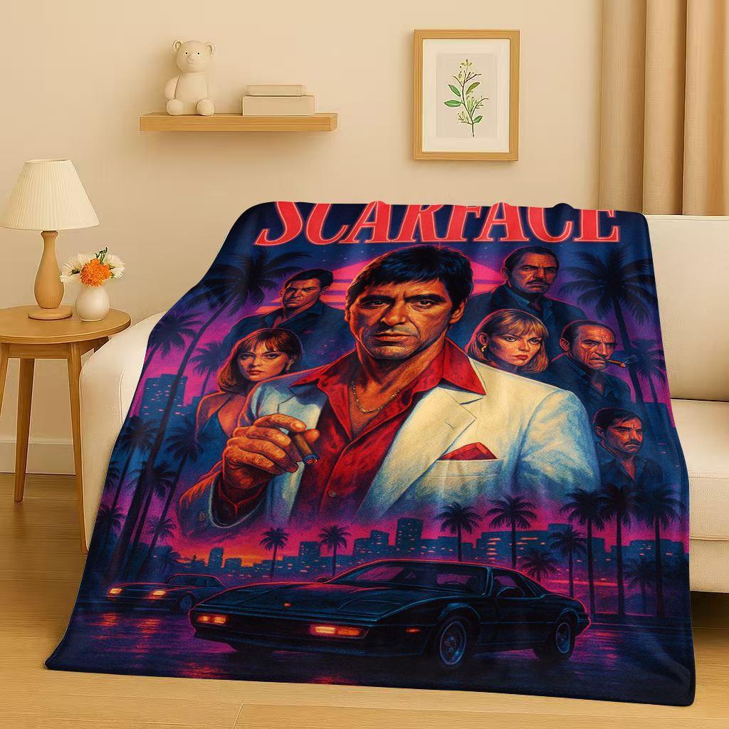 Classic Scarface Tony Gang Movie Flannel Blanket,Ultra Soft Plush Throw for Home Bedroom Bed Sofa Cover Office Picnic Kids Gift