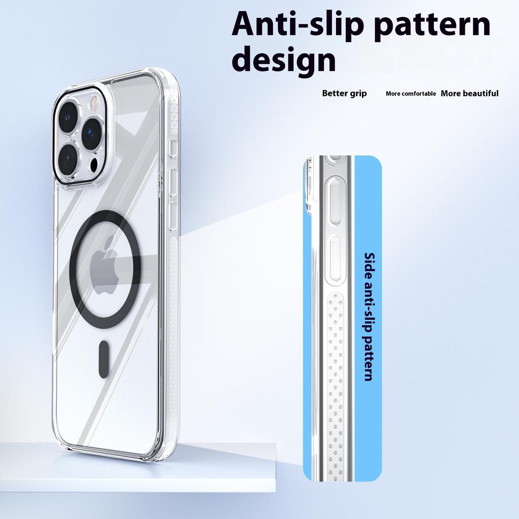 Для iPhone 16 Pro Max Чехол Кристально Прозрачный ТПУ+ПК Защитный Чехол Совместимый с MagSafe