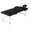 VidaXL Foldable Massage Table Black 2 Zones with Aluminum Frame