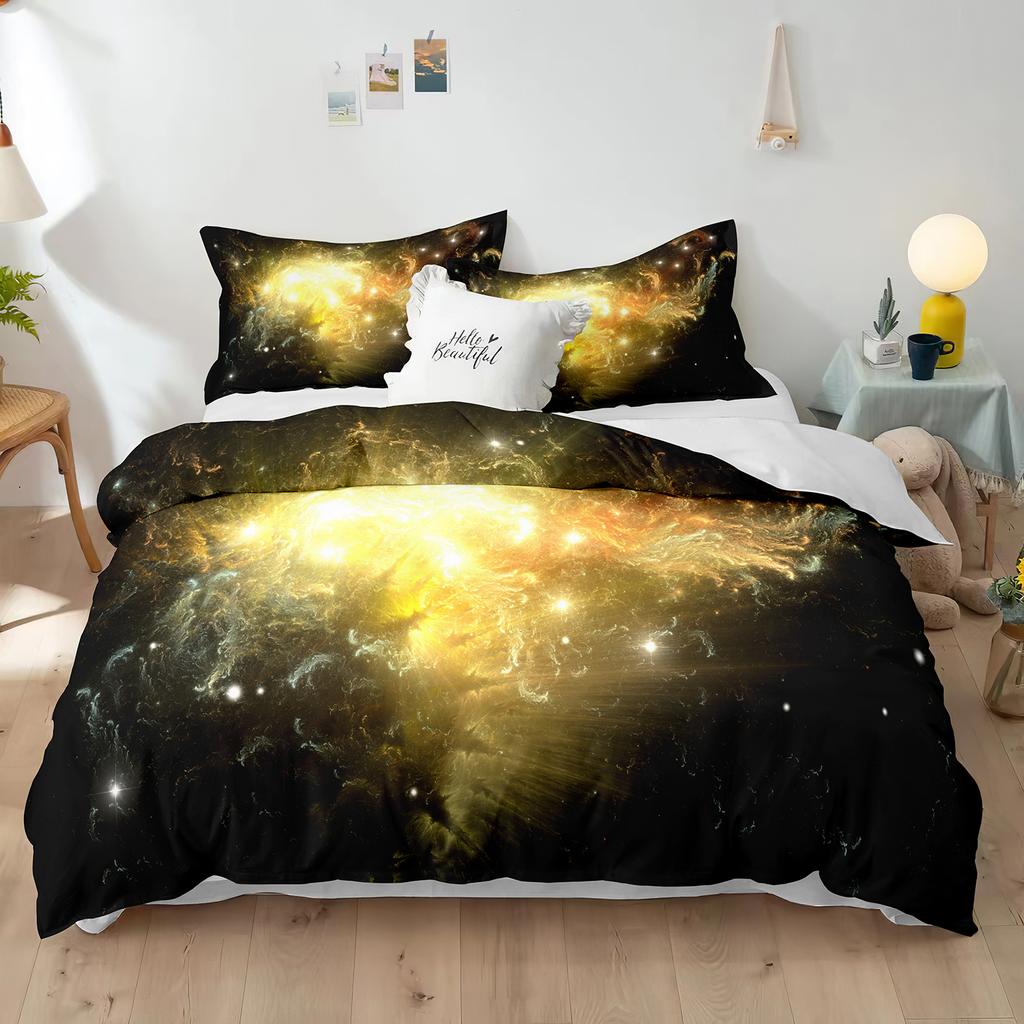 Комплект пододеяльников из полиэстера со звездным небом King Size, белая звезда, красочная галактика, звездное пространство, туманность, абстрактный космос для мальчиков и девочек