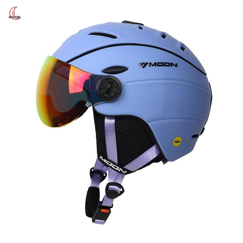 MIPS Ski Helmet With Integrated Goggle Strap Men Women PCEPS Safety Protection Matte Black White Blue