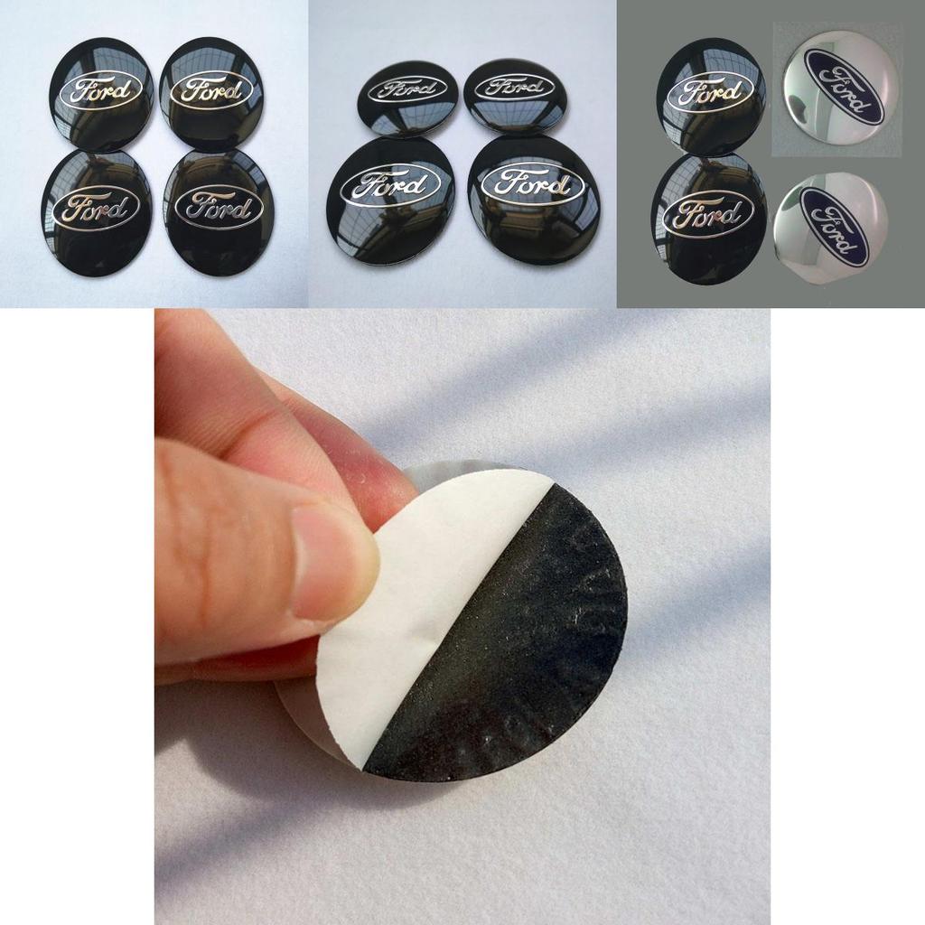 Stylish 4pcs 56mm Auto Car Wheel Center Cap Emblem Decal Sticker For Ford Black And Blue