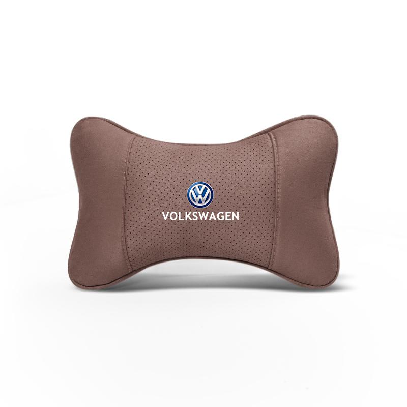 Suede Headrest Car Breathable Memory Foam Neck Pillow For VW Golf Polo Tiguan Touran Jetta Passat CC T5 GTI Magotan Arteon Caddy zw2