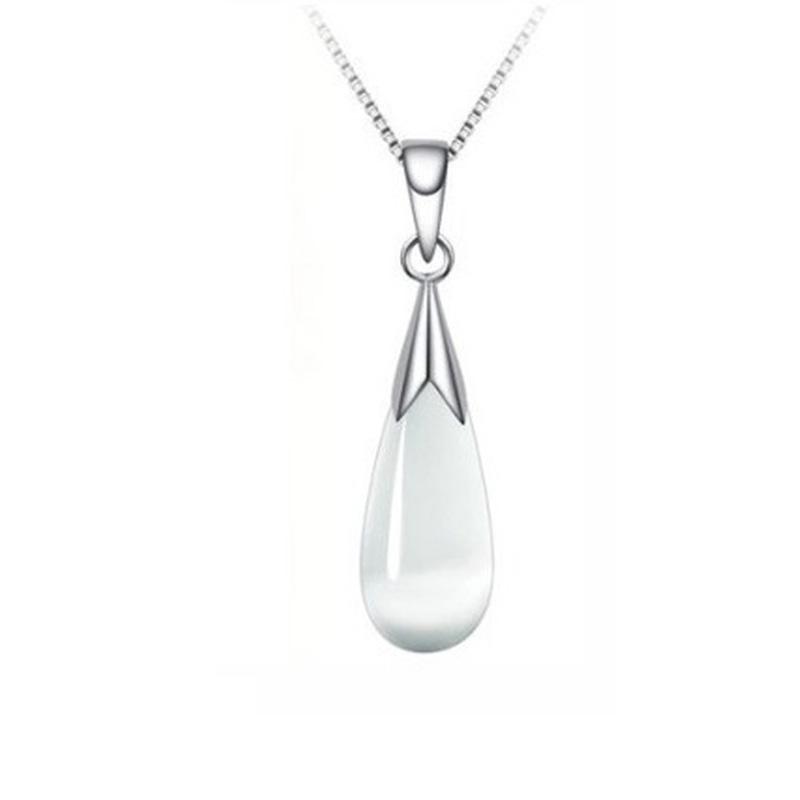 Ожерелье с подвеской из белого и розового лунного камня, опаловое ожерелье-капля