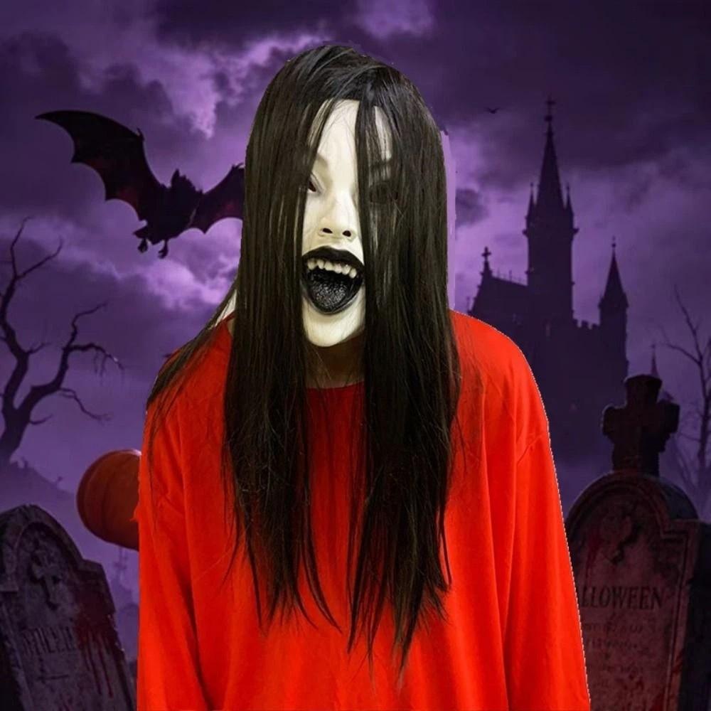 Latex Mask Halloween Decoration Long Hair Party Cosplay Costume Creepier Headgear Ghost House