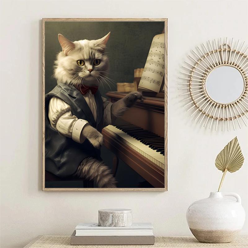 Steampunk Interesting Animal Cat Parrot Canvas Printing Poster Wall Art Decor Painting Home Room Decoration No Frame