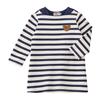 MIKIHOUSE HOT BISCUITS Полосатый Лонгслив для Мальчиков и Темно-синее и Размер Платье, для Девочек, Белый, 110см, 70-1902-492