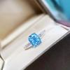 New Simple Elegant Blue Cubic Zirconia Ring for Women Luxury Bride Wedding Ceremony Party Rings Anniversary Gift New Jewelry