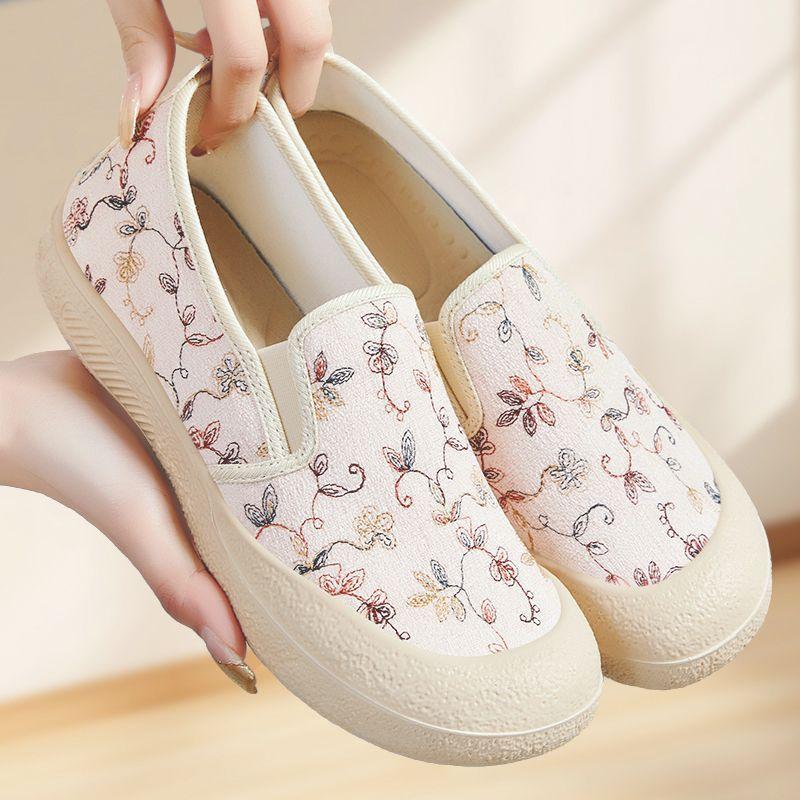 Обувь женская обувь универсальная летняя новая модная парусиновая обувь дышащая универсальная нескользящая повседневная обувь на одной педали обувь для мамы