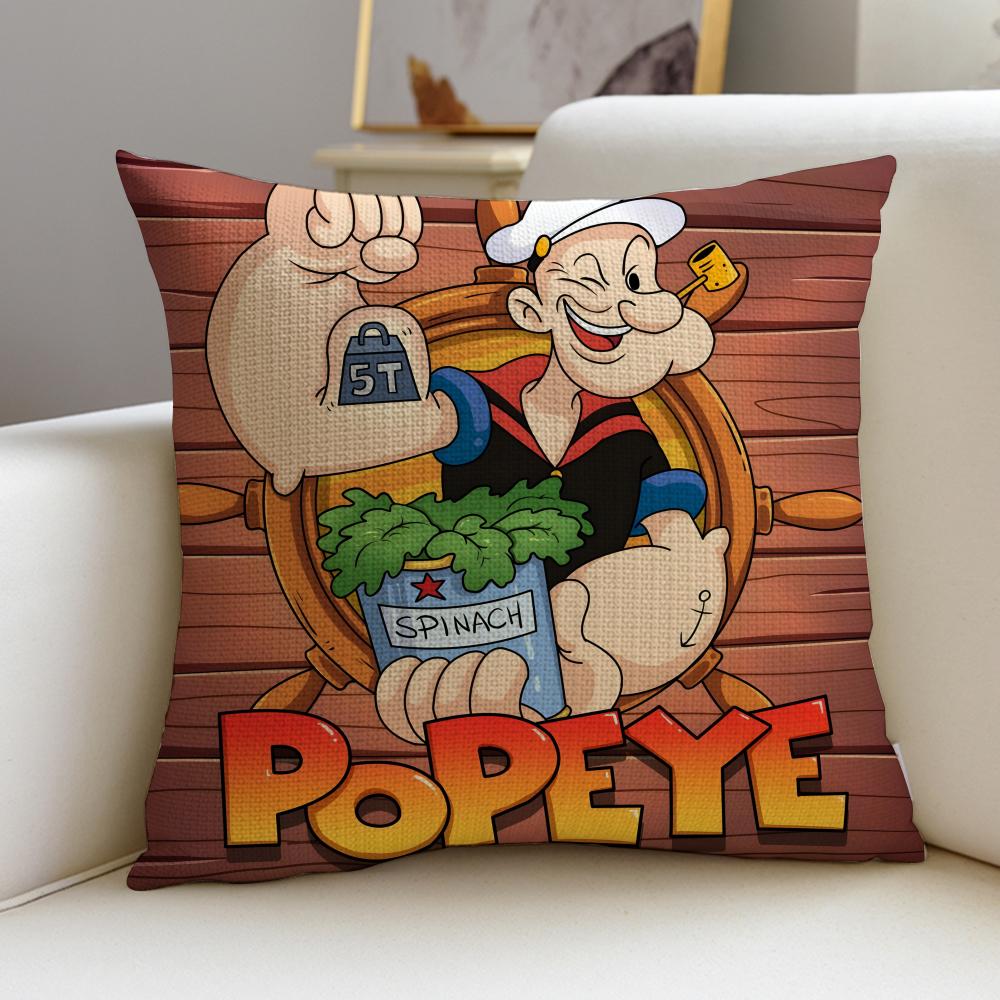 Classic Popeye the SailorS Cushion Cover Breathable and skinfriendly linen pillowcase square removable and washable cushion