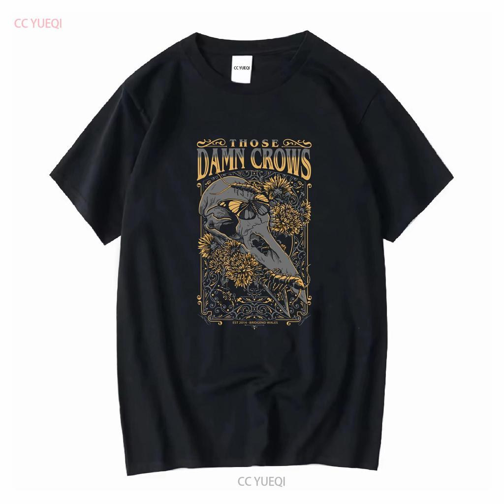 Those Damn Crows 'Crow Skull' T Shirt Black All Size S To 5XL TP294 vintage Washed Slightly Top For Everyday Wear