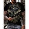 Men's T-shirts Halloween Bats Civets Trendy New Arrivals 3D Printing Crew Neck Tops Casual Simple Style Oversized Men's Clothing