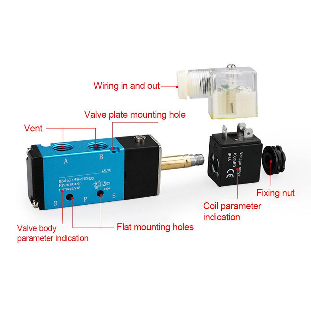 Электромагнитный клапан 2-позиционный 5-линейный из алюминиевого сплава высокой чувствительности с медной катушкой 4V110 06 PT1 8 DC24V
