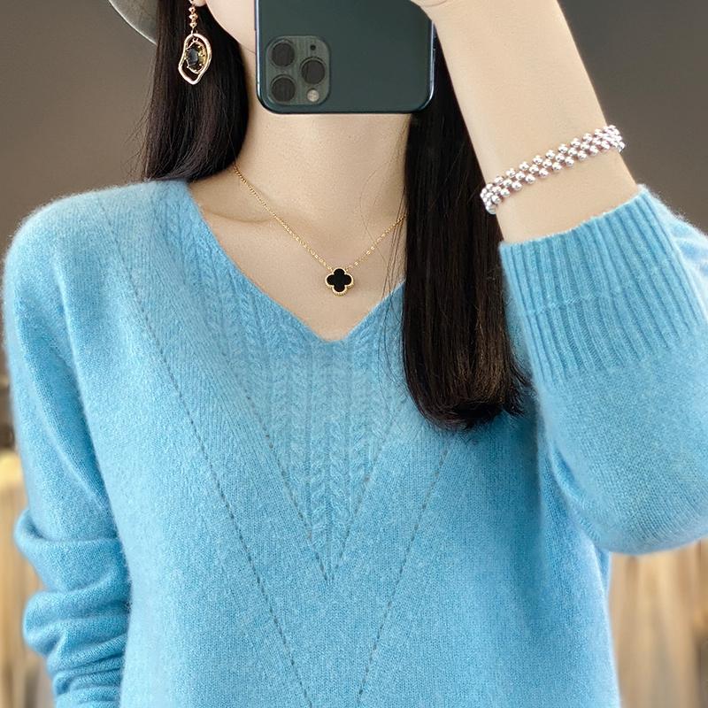 Женский кашемировый свитер Qinghe cashmere 30% кашемир 70% шерсть Женский осенне-зимний кашемировый свитер мягкий и теплый