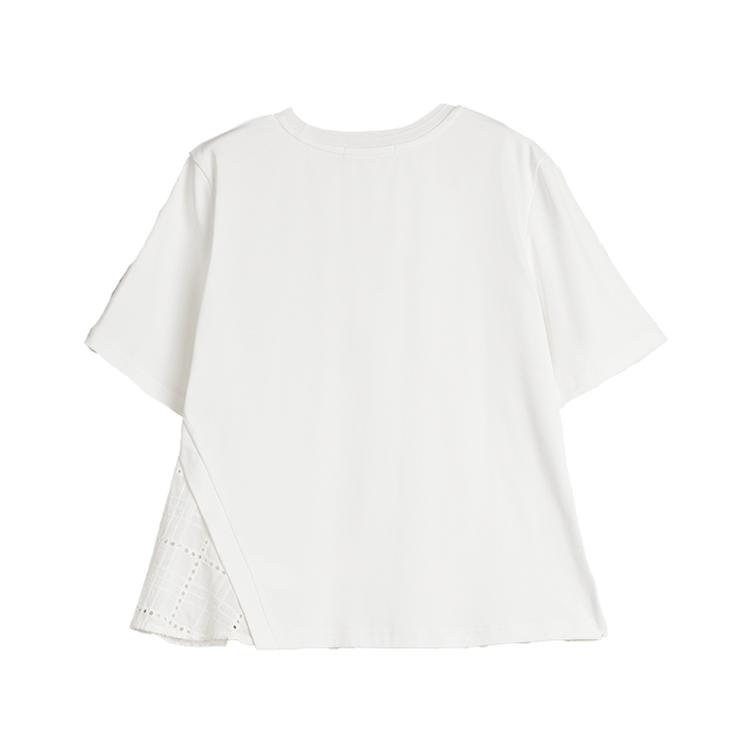 ELLE Хлопковая футболка с вышивкой, короткий рукав, женские топы, белая ET50886