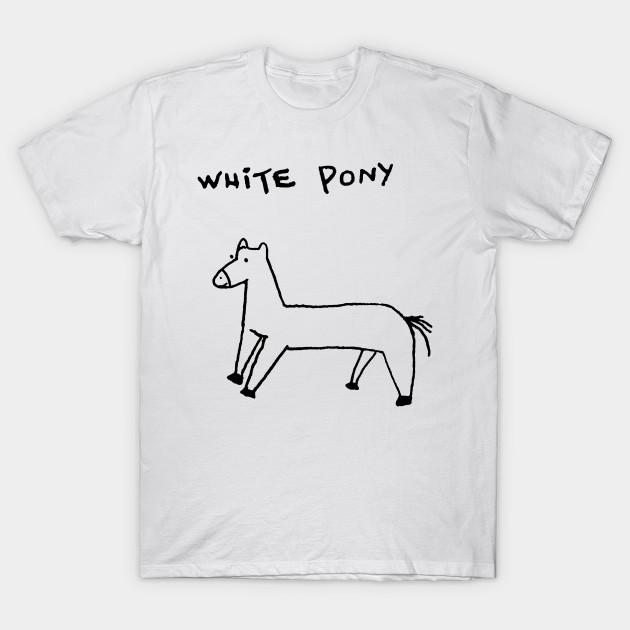 Asian Size Men Black Print T-shirt White Pony No-Cut Heat Transfer Print Cotton Tshirt