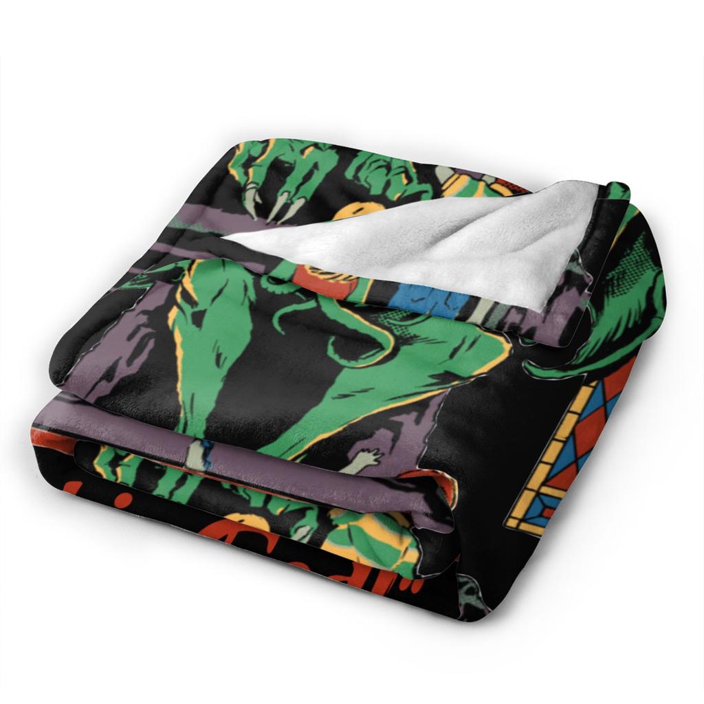Trust in God Knitted Blanket Flannel Horror Halloween Cthulhu Lovecraft Occult Thin Throw Blanket for Home Couch Bedroom Quilt
