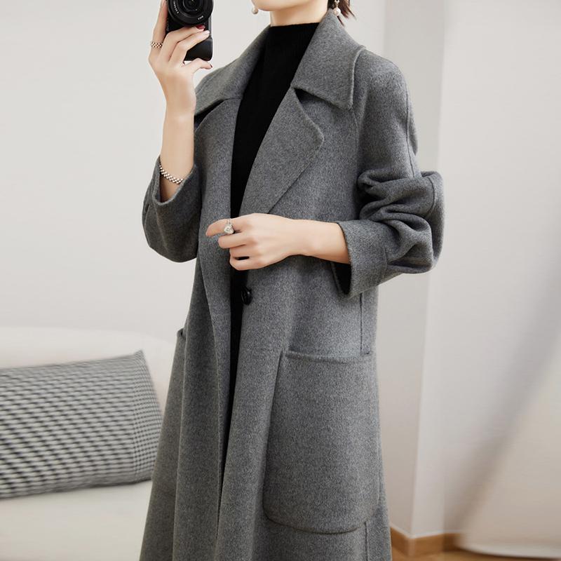 Женское пальто из 100% шерсти TIDENOVEL Осеннее шерстяное длинное пальто Ручной работы Пальто-бушлат Зимняя теплая шерстяная длинная куртка Пальто