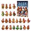 2025 Christmas Advent Calendar Chicken Ornaments 24 Days Countdown Calendar Christmas Tree Decoration 2D Acrylic Collectible Cartoon Chicken Set