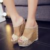 Fashion New Lace Slippers Thick Sole Platform Shoes Flat Wedge Platform Fish Mouth Sandals and Slippers Super High Heel Women's Shoes