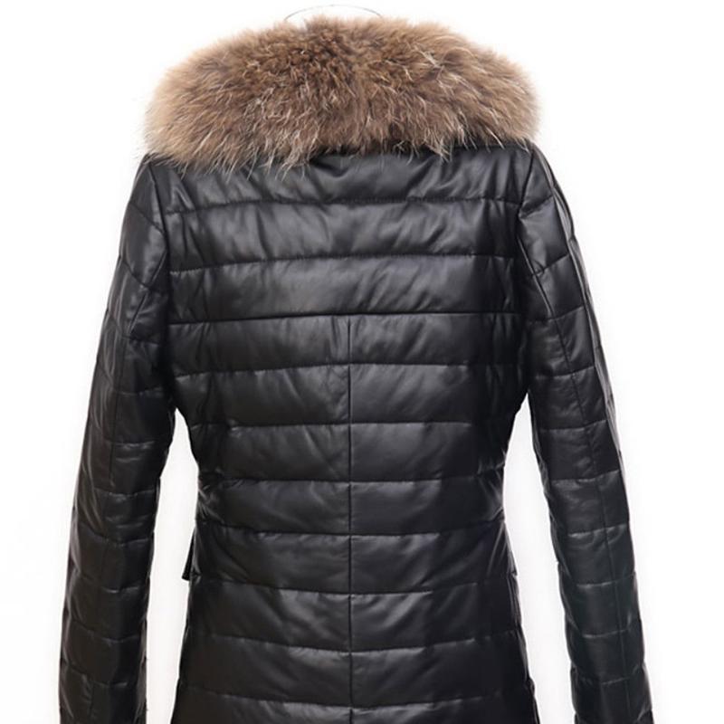 Крупногабаритное кожаное пальто средней длины с воротником из меха енота, женское пальто из искусственного меха овечьей кожи, корейская версия для сохранения тепла