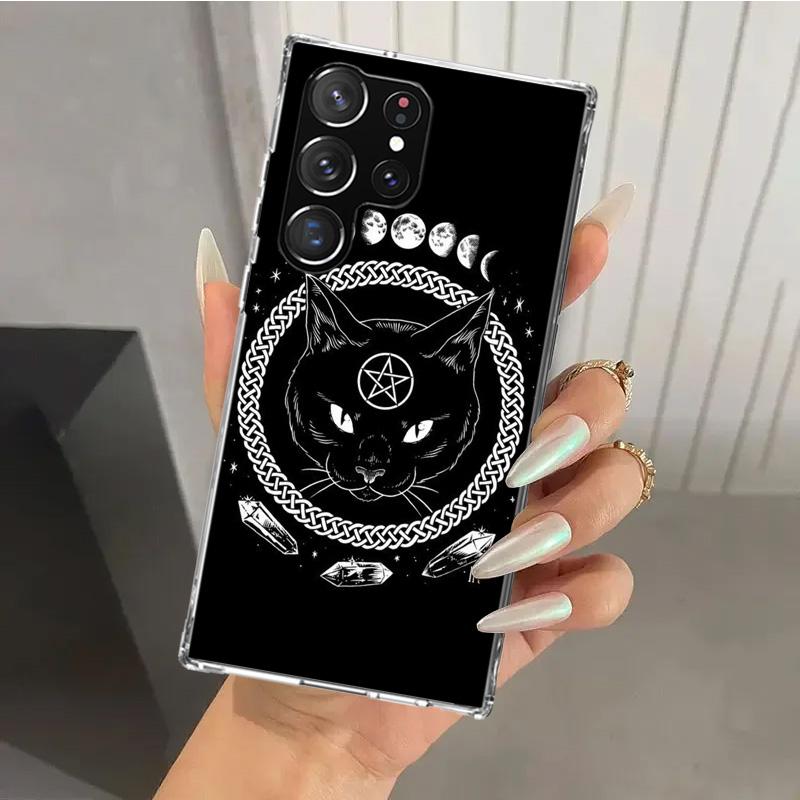 Красочный милый чехол для телефона с изображением ведьмы и кота для Samsung Galaxy S26 S24 S23 Ultra S25 Edge S22 S21 Plus S20 FE + Мягкий чехол с принтом Fund