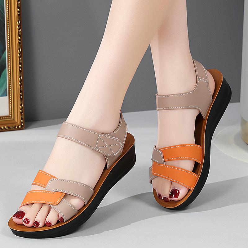 Женские летние римские сандалии на плоской подошве, нарядные повседневные сандалии с открытым носком для мам больших размеров